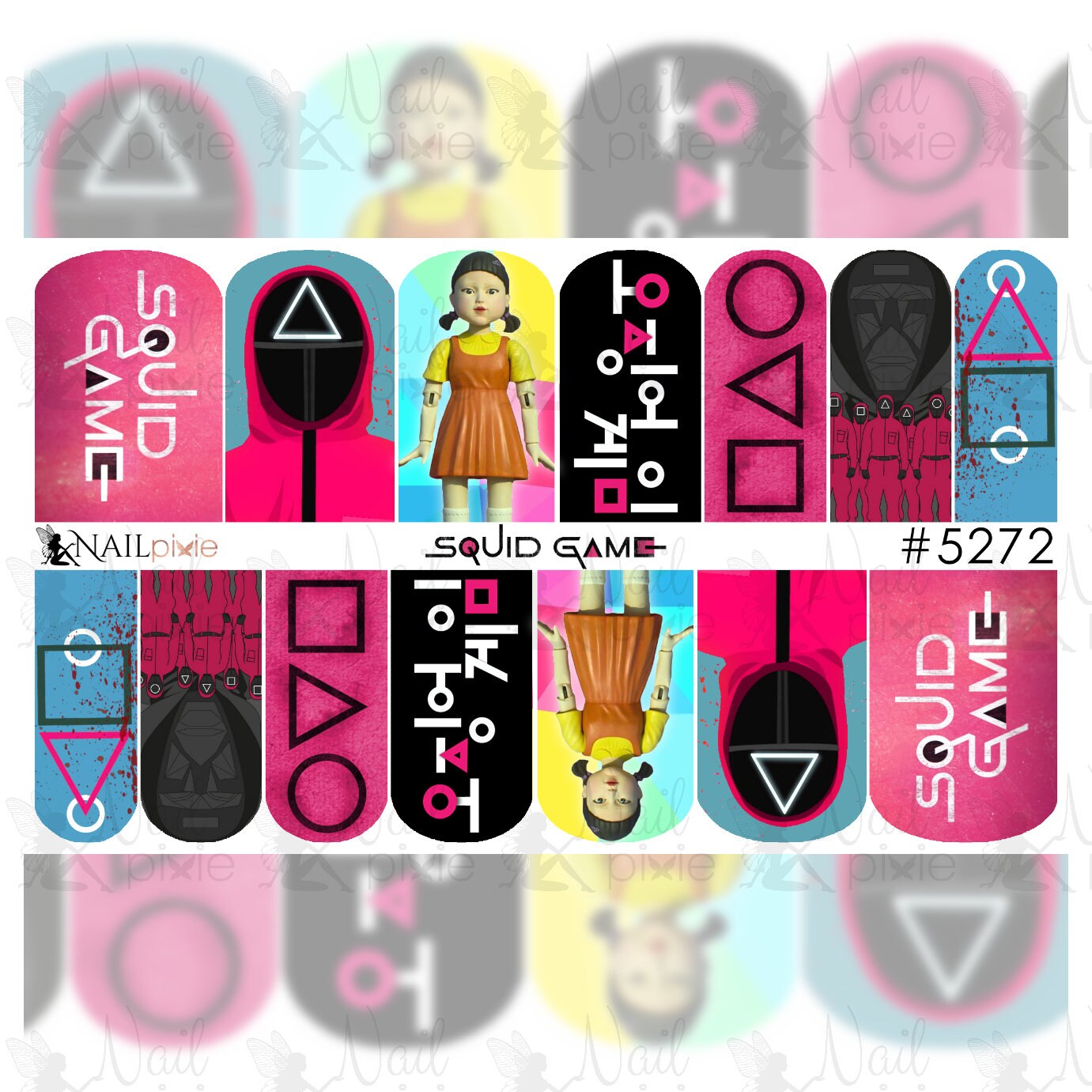 SQUID GAME ORIGINAL Halloween Full Cover Nail Decal Art Water - Etsy