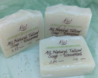 All Natural Tallow Soap | Shea Butter, Cocoa Butter, Fragrance-Free Bar