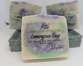 Lemongrass Sage Soap | Organic Aloe vera juice | Shea butter | Cocoa butter