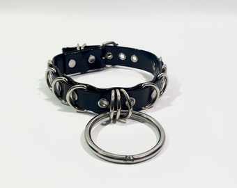 VORTEX COLLAR // Faux Leather Bondage Vinyl Choker