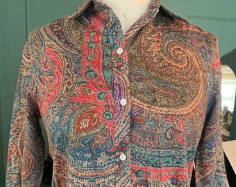 Vintage Ralph Lauren Shirt | Vintage Gift | Victorian costume | Western Costume | paisley shirt | Size XS Women’s | fitted dress shirt