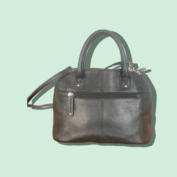 Black Tignanello Leather Handbag | Structured Handbag | Black Leather Bag | Gift for her | Vintage Handbag black leather