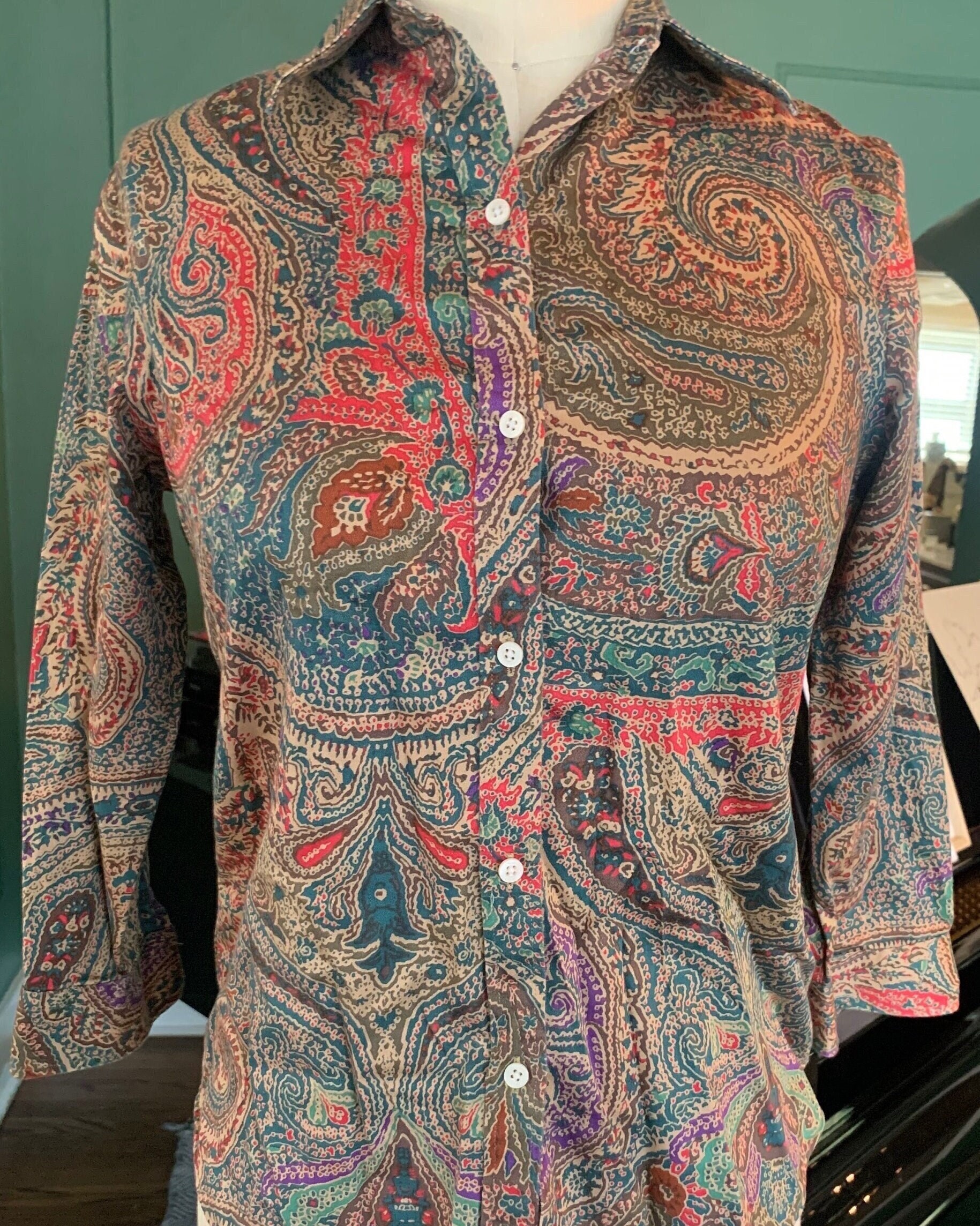 Vintage Ralph Lauren Paisley Shirt | Fitted XS - Etsy Ireland
