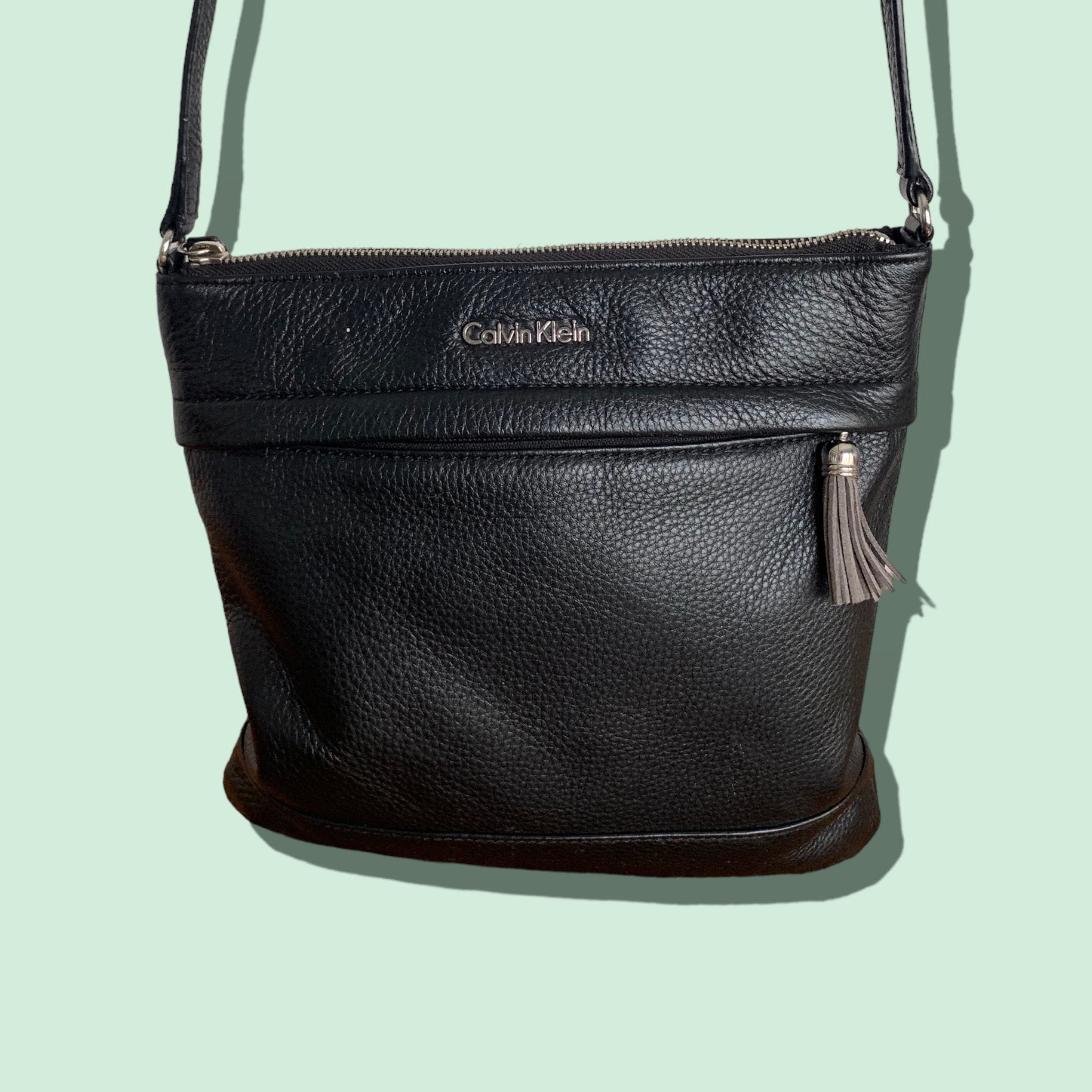 Calvin Klein Black Nylon Tote with Gold Chain Straps