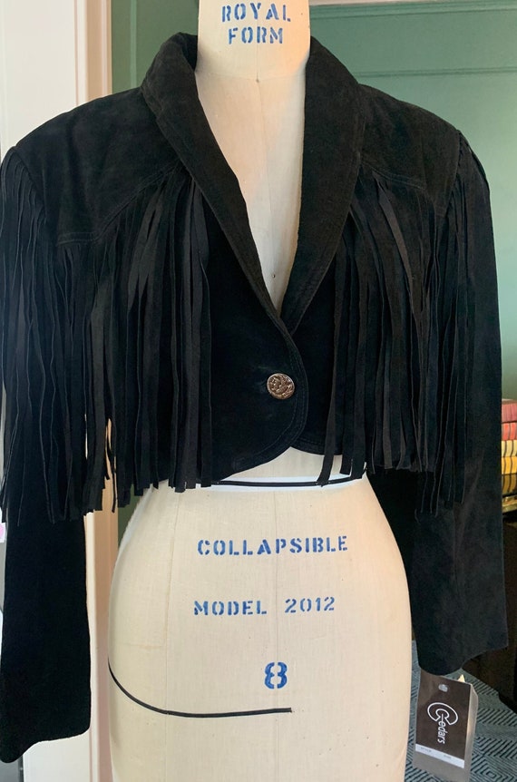 black fringe jacket vintage Gem