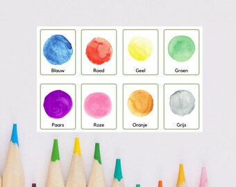 Learn colors in 3 languages | Color flashcards| Spanish|English| Dutch| Color cards| Spanish | English| Dutch
