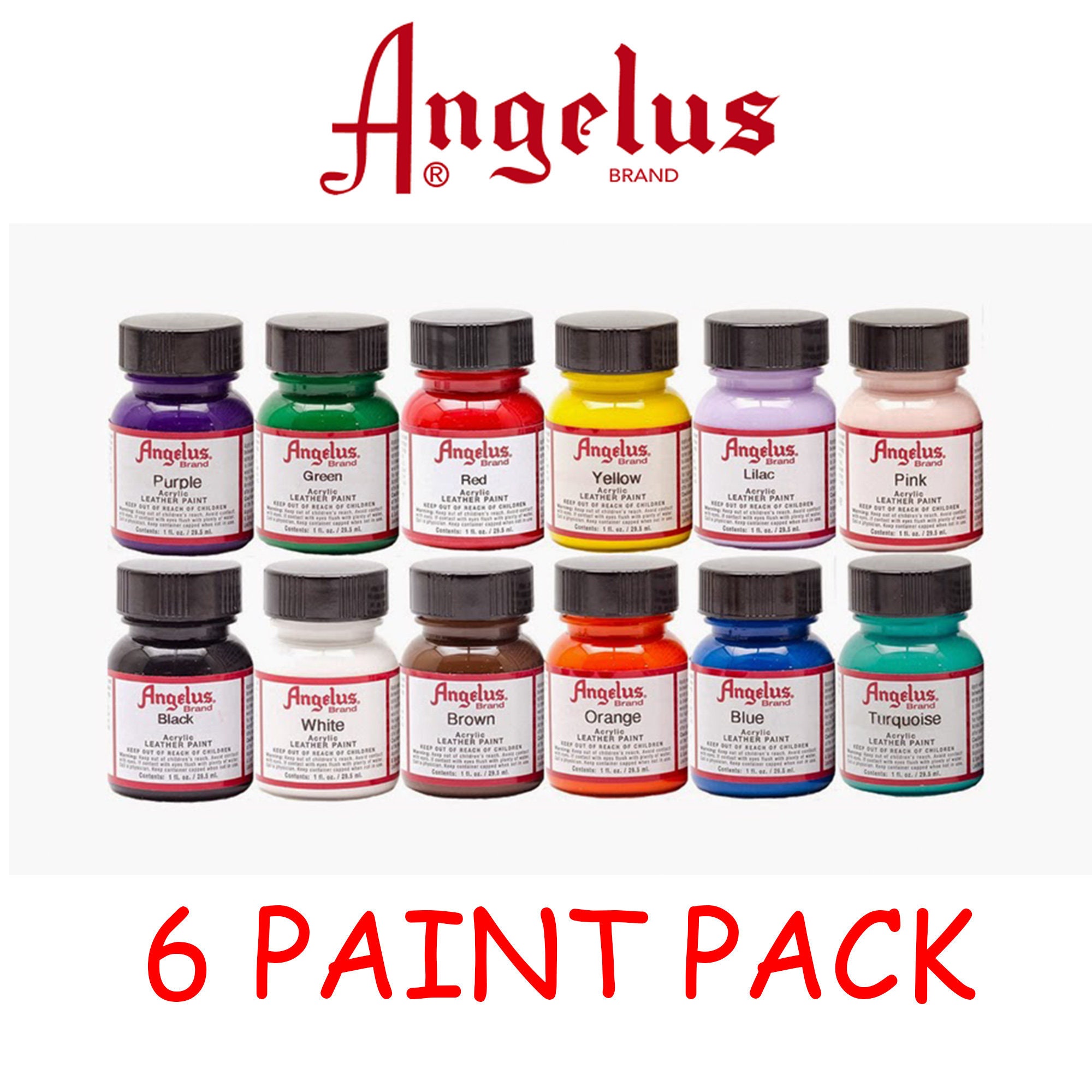 6 X Angelus Acrylic Leather Paints 29.5ml , X6 Paints You Choose