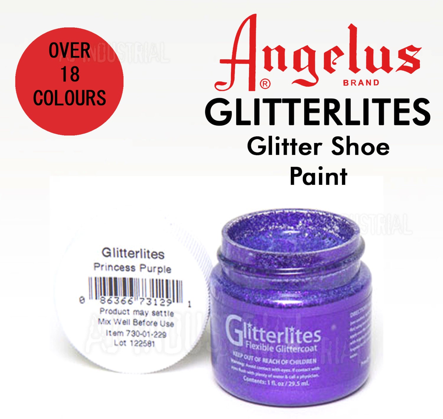 RED Flexible Glitter Angelus Shoe Paint for leather & Synthetic SPARKLE