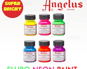 Fluro Paints Neon Paint For Boots-Shoes-Bags- Great for Craft 6 Colors x 1 paint