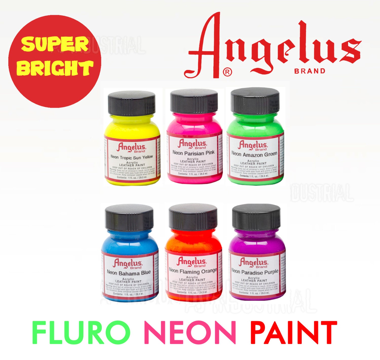 Angelus Leather Paint Neon Tropic Sun Yellow 1 oz