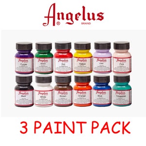 3 x Angelus Acrylic Leather Paints 29.5ml , ( x3 Paints )