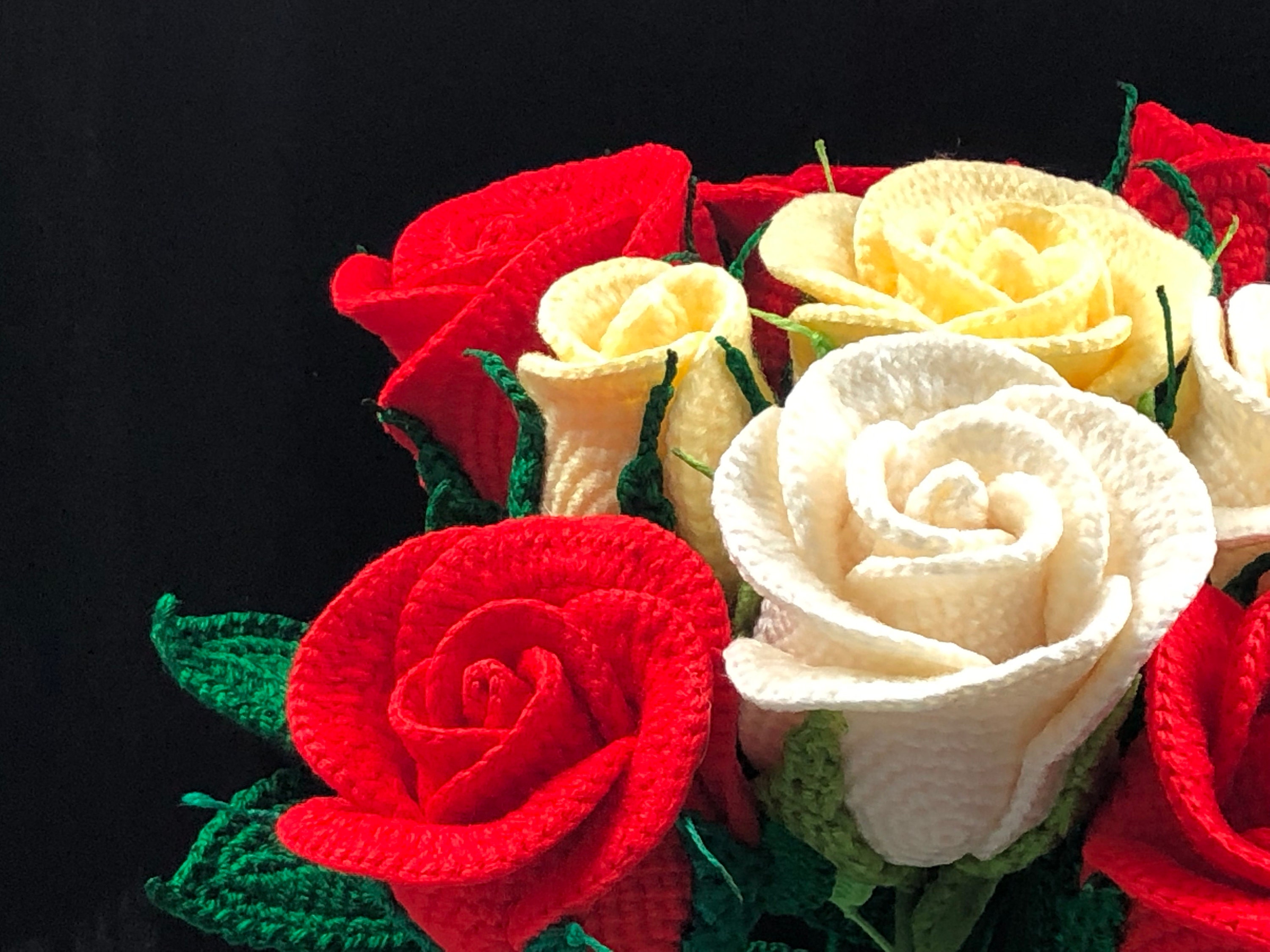 Long Stem Rose Crochet Pattern Crochet Rose Flower Crochet | Etsy