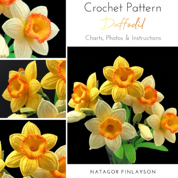 Crochet Daffodil Pattern - Crocheted Daffodil Flower - Crochet Flower Pattern