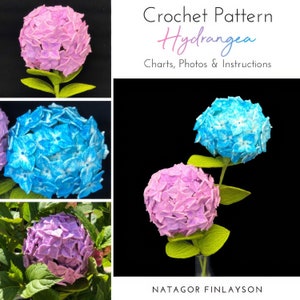 Crochet Hydrangea Pattern - Crochet Hydrangea Flower - Hydrangea Crochet Flower - Crochet Flower Pattern