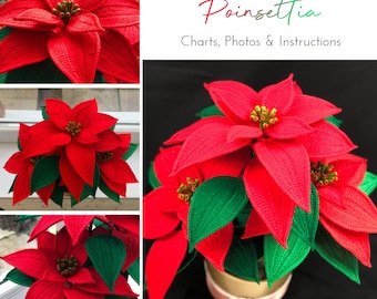 Crochet Poinsettia Christmas Flower - Crochet Poinsettia Pattern - Crochet Poinsettia Flower - Crochet Flower Pattern