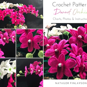 Dwarf Orchid Crochet Pattern - Crochet Orchid Pattern - Crochet Flower Pattern - Orchid Crochet - Crochet Home Decor - 3D Crochet Patterns
