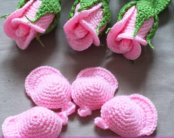 Crochet Rose Pattern - Crochet Small Flower - Crochet Valentine - Small Stem Rose - Rose Crochet - Crochet Flower Pattern