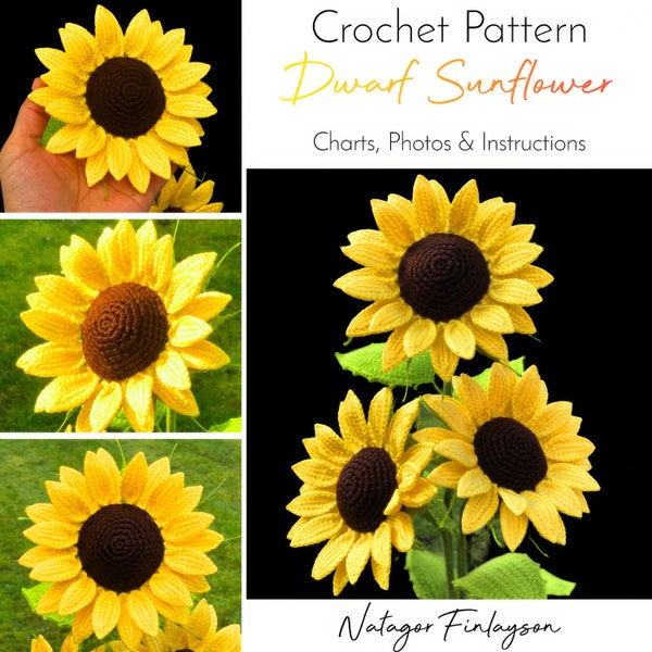 Sunflower Crochet Pattern - Mini Sunflower Crochet Pattern - Dwarf Sunflower - Crochet Sunflower Bouquet Pattern - Crochet Flower Pattern