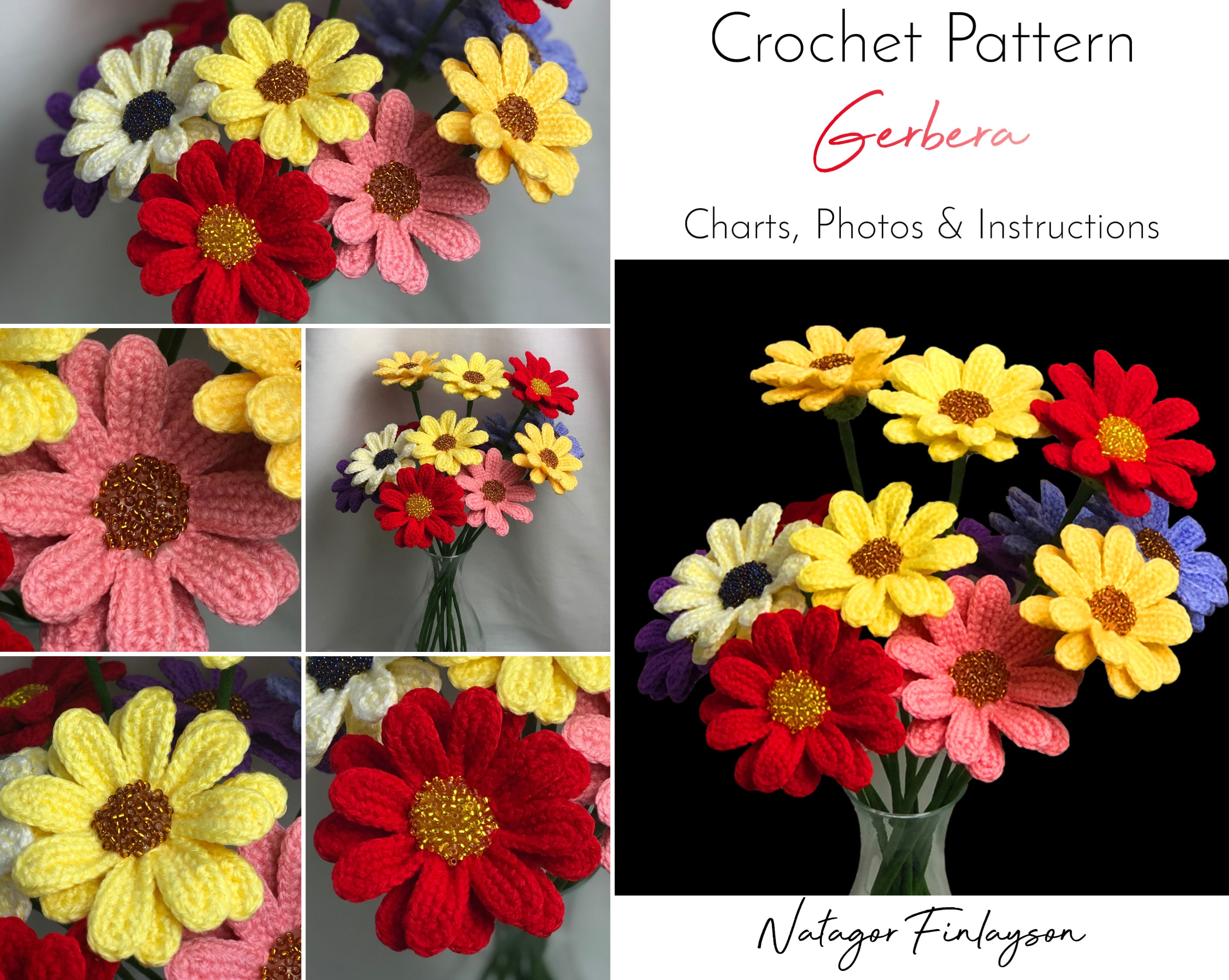 Gerbera Daisy Crochet Pattern Crochet Gerbera Pattern Easy Etsy UK