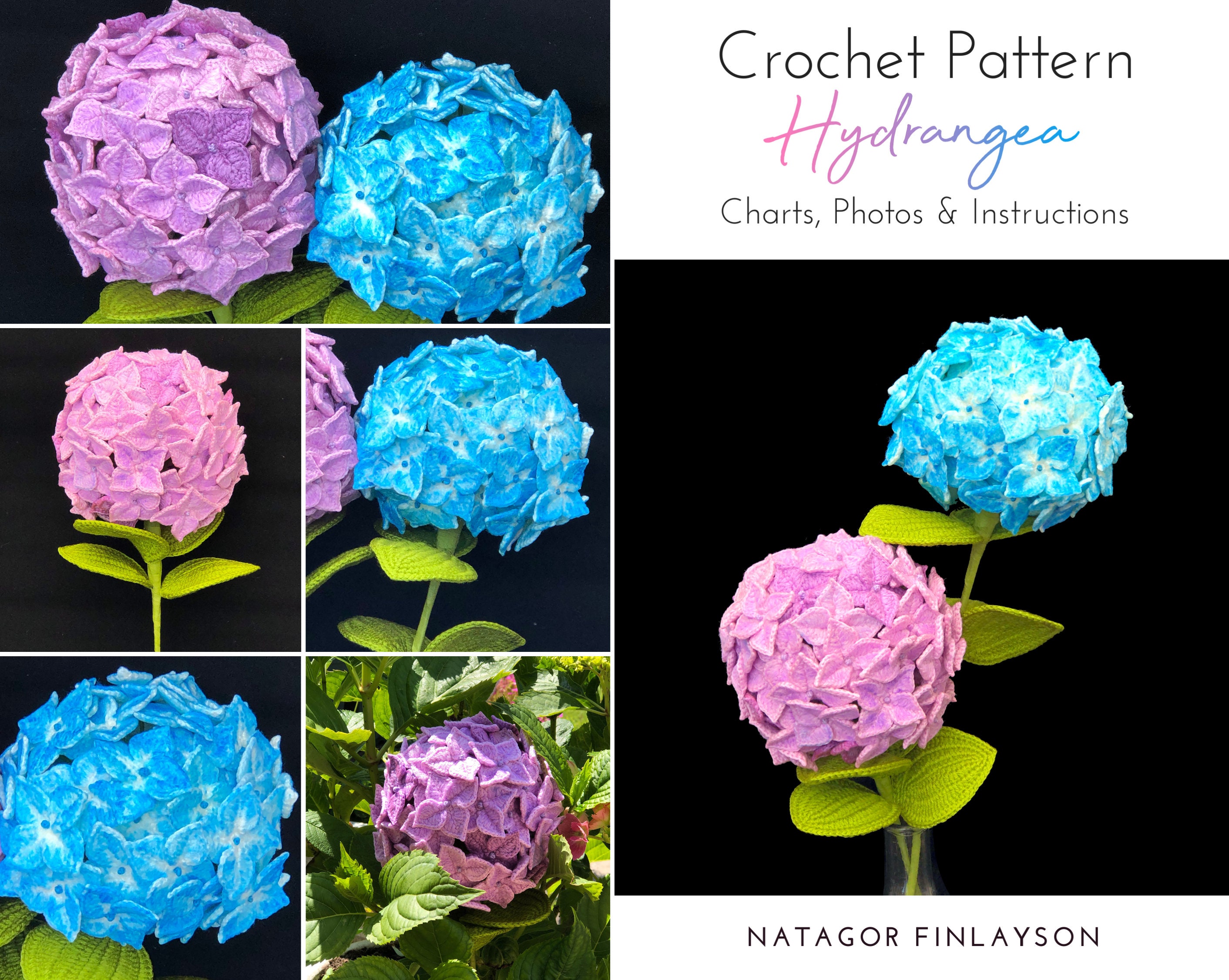 Crochet Hydrangea Pattern Crochet Hydrangea Flower Etsy France