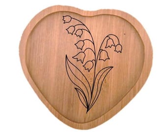 May Birth Flower Tray, Engraved Lily of the Valley Bamboo Serving Tray, unique May Birthday Gift for Her or Him, cute gift for friend