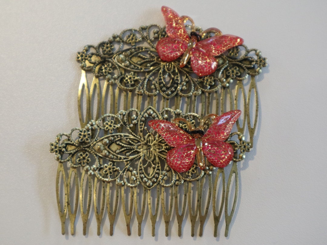Pokinge Set Di Gioielli Per Capelli Da Sposa Cinese Tradizionale, Con Pettini A Farfalla E Nappa, In Lega, 20 Cm - Accessorio Feng Guan Per Matrimonio