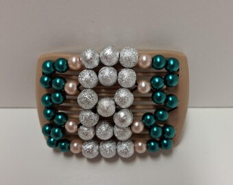 MINI  Original African Butterfly Hair  Comb,  Christmas Double Hair Accessory,  Butterfly Stretchy Beaded Hair Jewellery, Hair comb Xmas