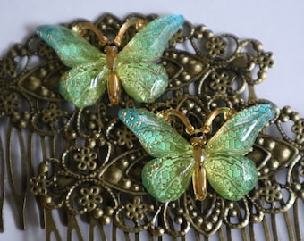 Women’s Hair Combs For Her - Butterfly Hair Comb Clip - Decorative Hair  - Gold Golden Vintage Victorian Hair Accessory  - Art Deco Piece