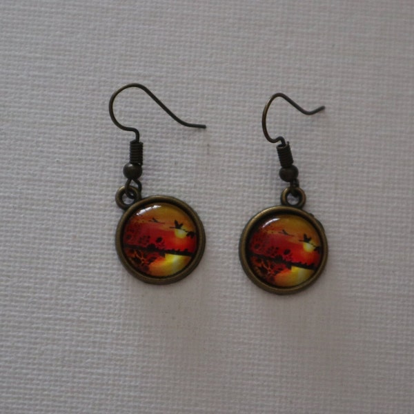 Sunset Gift set,  Dangling Earrings,   Sunset Earrings, Bush Earrings, African Sunset Earrings