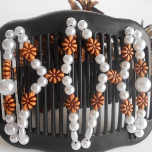Flower Design Original African Butterfly Mothers  Day Women&#39;s Fashion Multi-Wear Double Hair Comb Butterfly Clips. Stretchy Beaded Hair Comb