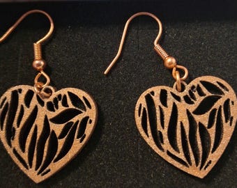 Leaf Design Heart Earrings Dangle for girls, christmas gifts for heart lover gifts, cute birthday gift for best friend, love earrings