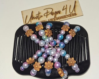 Butterfly floral hair comb, Handmade Pastel Floral Hair Accessory, Beaded Butterfly Hair Clip, daughter gift, cute gift for her