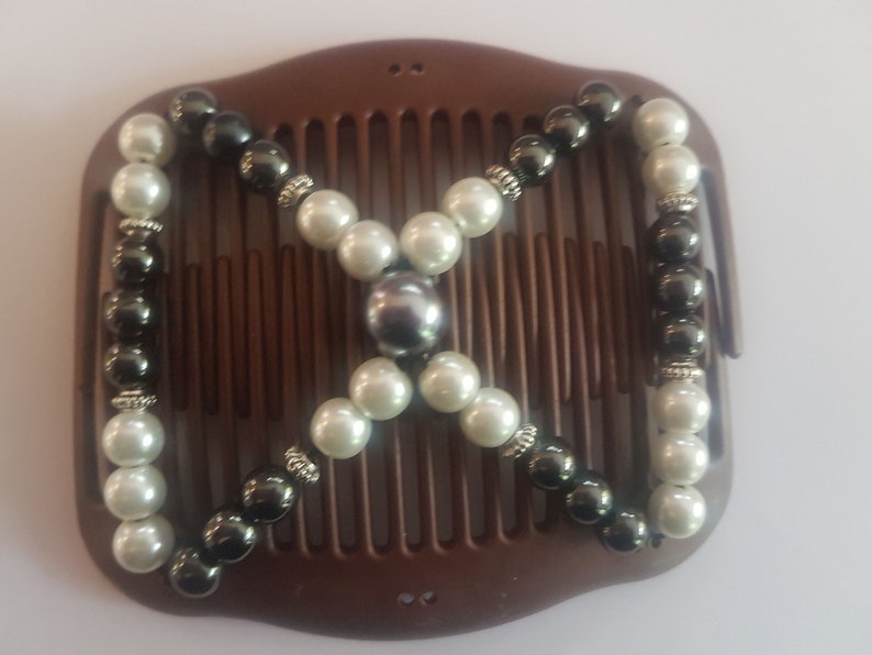 Women/'s Fashion Multi-Wear Double Hair Comb Butterfly Interlocking Stretchy Beaded Hair Comb Vintage Stylish