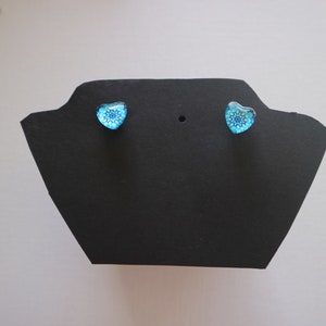 Pendiente de flor azul, pendiente de botón, pendiente de botón con forma de flor y corazón, regalo para ella, pendiente con forma de corazón, pendiente vintage con forma de flor y corazón