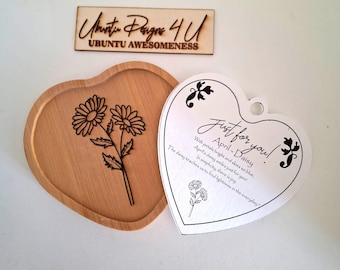 April Daisy birth flower ring dish, cute birthday gift best friend, heart trinket tray, engagement ring dish, Anniversary gift, Christmas