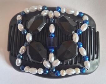 Original Designer African Butterfly Comb, Women's Fashion Multi-Wear Double Hair Comb,  Butterfly Clips, Stretchy Beaded Hair Comb Gift her
