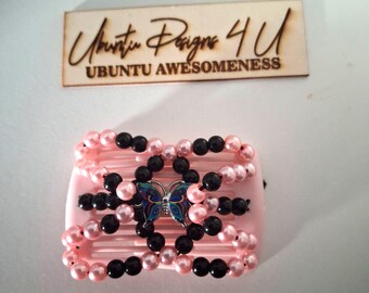 Beaded African Butterfly Hair Comb, Women's Fashion Multi-Wear Double Hair Comb, Mutli-wear Stretchy Beaded Hair Comb, Butterfly Hair Clip.