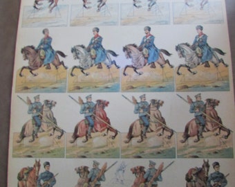 WW1 Russisches Papier Spielzeug Soldaten Uncut