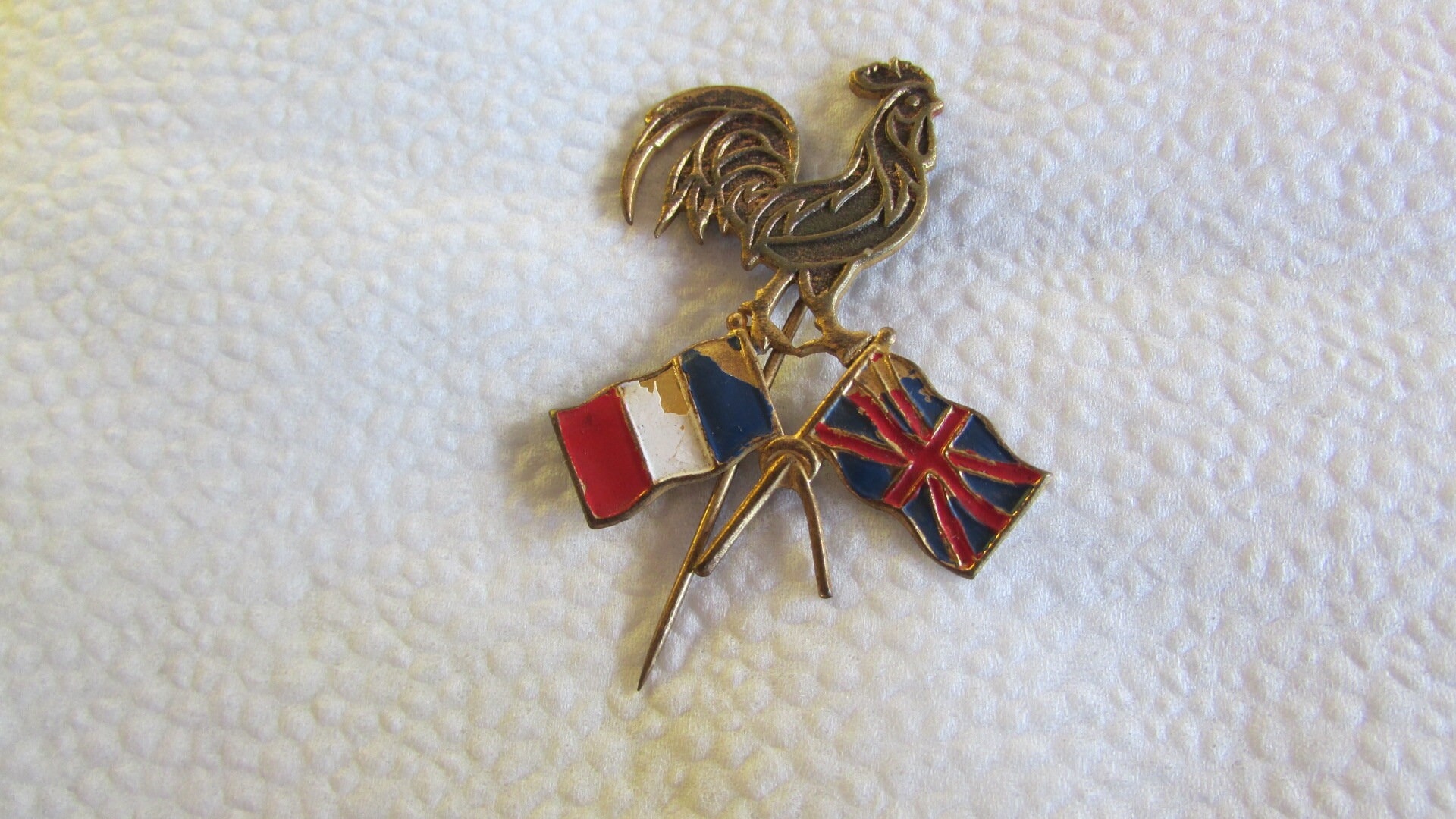 Broche Patriotique France – Laiton Doré – Souvenir De Guerre – Occasion