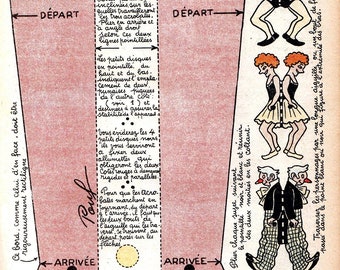 Vintage Cut Out Paper Toy French Acrobats