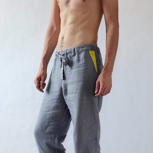 Natural mens linen pants, Lounge pants, Mens trousers, Pants for men, Mens beach pants, Linen clothes, Summer yoga pants, Sustainable