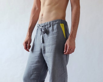 Natural mens linen pants, Lounge pants, Mens trousers, Pants for men, Mens beach pants, Linen clothes, Summer yoga pants, Sustainable