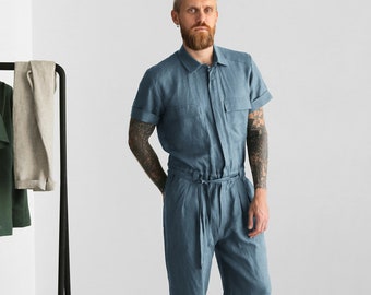 Mens Linen Jumpsuit, Mens Overall, Mens Romper, Jumpsuit for Men