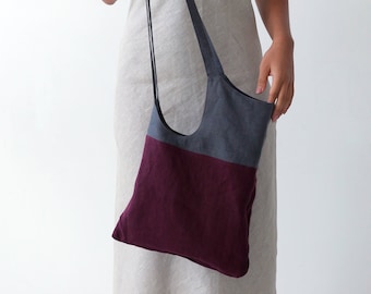 Linen tote bag, Zero waste, Beach bag, Organic linen shopper, Vegan bag, Canvas gray handbags, Linen shopper
