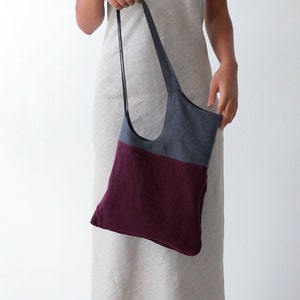 Linen tote bag, Zero waste, Beach bag, Organic linen shopper, Vegan bag, Canvas gray handbags, Linen shopper image 1