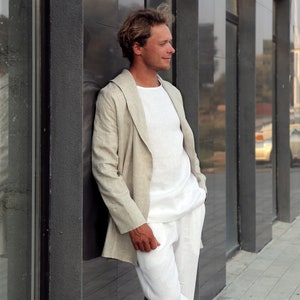 Linen jacket for man, Stylish flax cardigan, Summer jacket, Linen bathrobe, Cardigan for men, Linen cardigan, Comfortable jacket, Linen coat