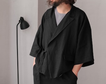 Mens Kimono Jacket, Linen Kimono, Linen cardigan, Gift for him, Linen outfit