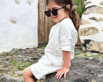 baby styling set❤︎❤︎ beige Tropical Print Linen Baby Set: Beige Shirt and Shorts - Etsy