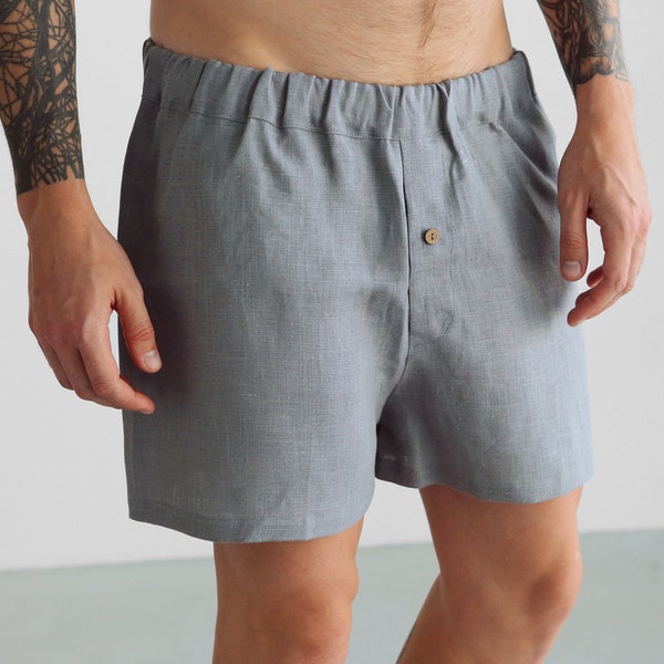 Mens linen underwear, gift for him, Boxer for men, Mans organic clothes, Sleep shorts, Basic shorts, Natural shorts