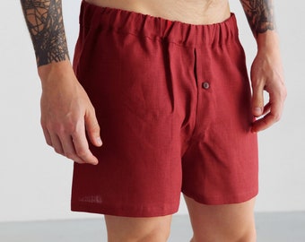 Mens linen underwear, gift for him, Boxer for men, Mans organic clothes, Sleep shorts, Basic shorts, Natural shorts